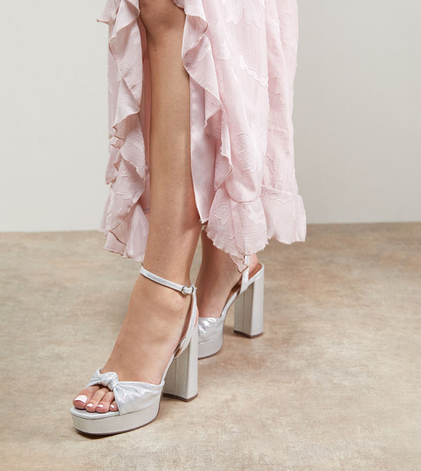 Melody Metallic Textile Knotted Platform Heel Sandals