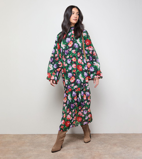 Trapeze Boho Midi Dress