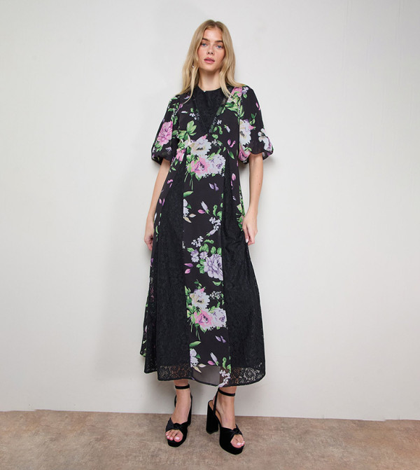 Lace Fit and Flare Midi Dress