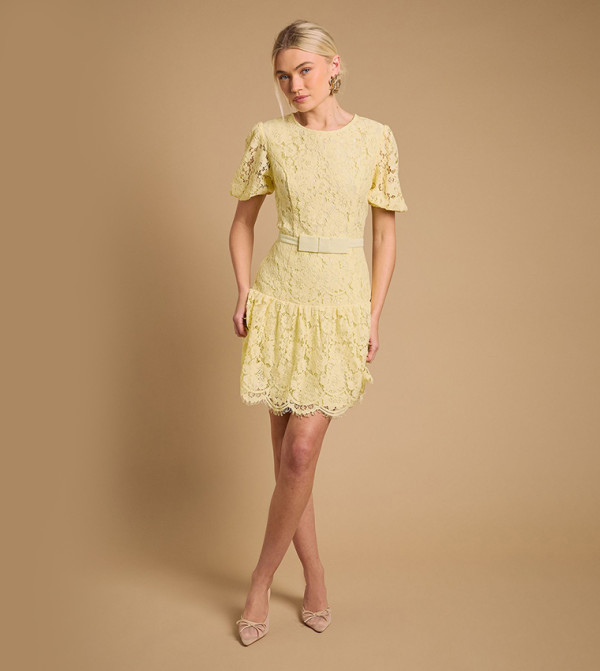 Lace Peplum Hem Mini Dress