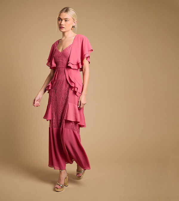 فستان ماكسي دانتيل بكشكش