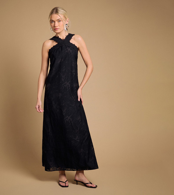 Textured Halterneck Maxi Dress