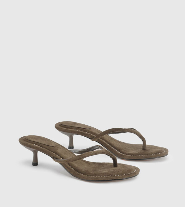 Julia Faux Suede Toepost Kitten Heel Sandals