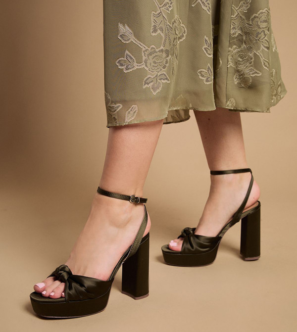 Melody Satin Knotted Block Heel Sandals