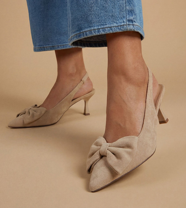 Dora Faux Suede Bow Slingback Pumps