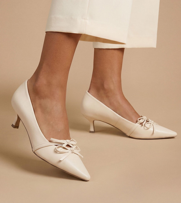 Rita Faux Leather Double Bow Detail Pumps