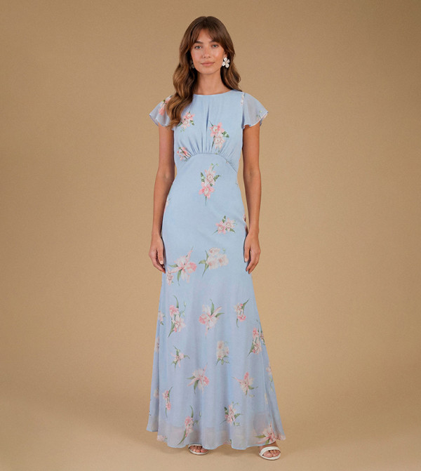 Orchid Floral Printed Waterfall Maxi Dress