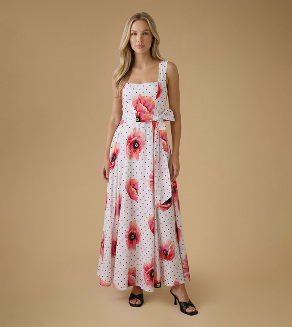 Printed Square Neck Occasion Maxi Dress