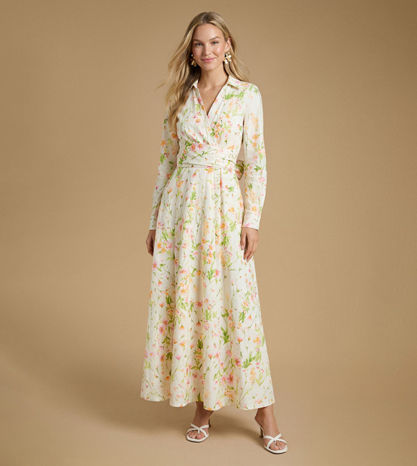 English Rose Print Garden Maxi Shirt Dress