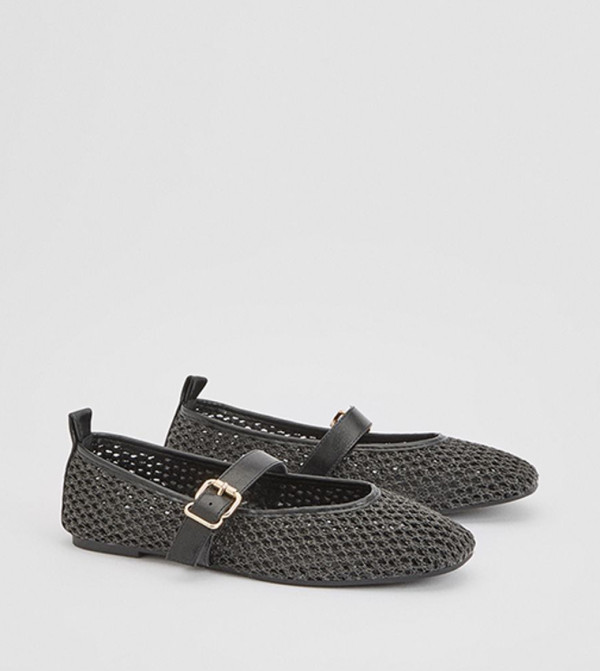 Sally Woven Buckle Mary Jane Shoes