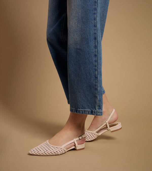 Brandie Faux Leather Woven Slingback Flat Shoes