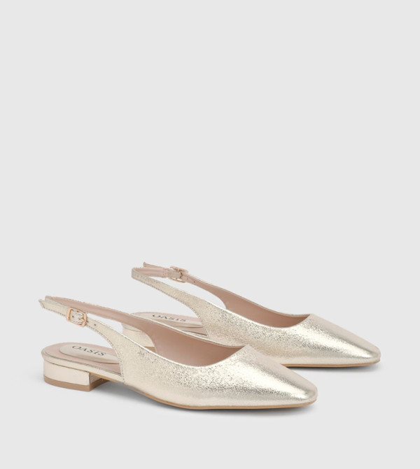 Millie Faux Metallic Leather Slingback Flat Shoes