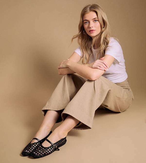 Alex Faux Leather Woven Mary Jane Shoes