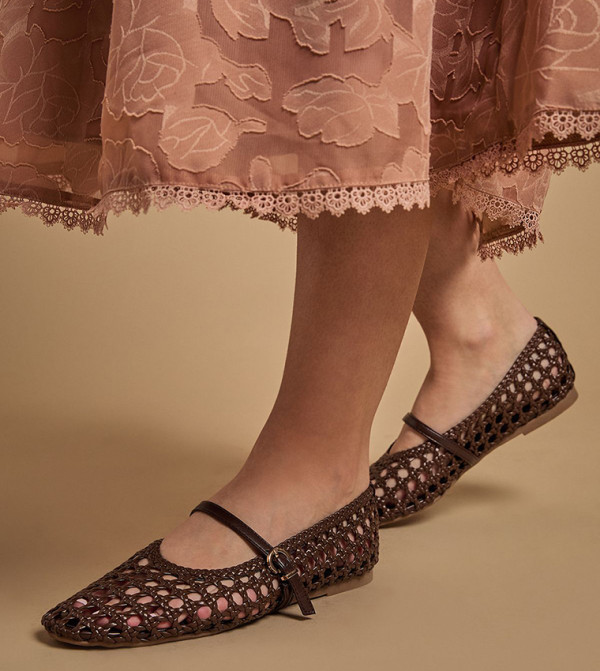 Alex Faux Leather Woven Mary Jane Shoes