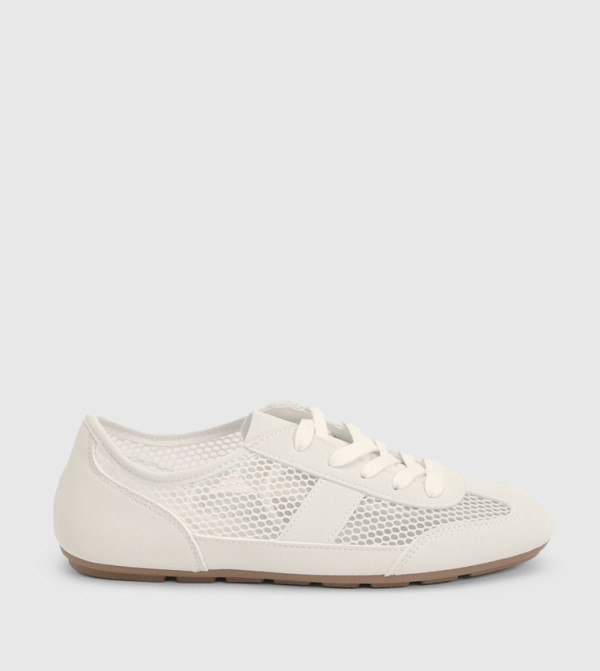 Tracie Faux Leather Mesh Lace-Up Sneakers