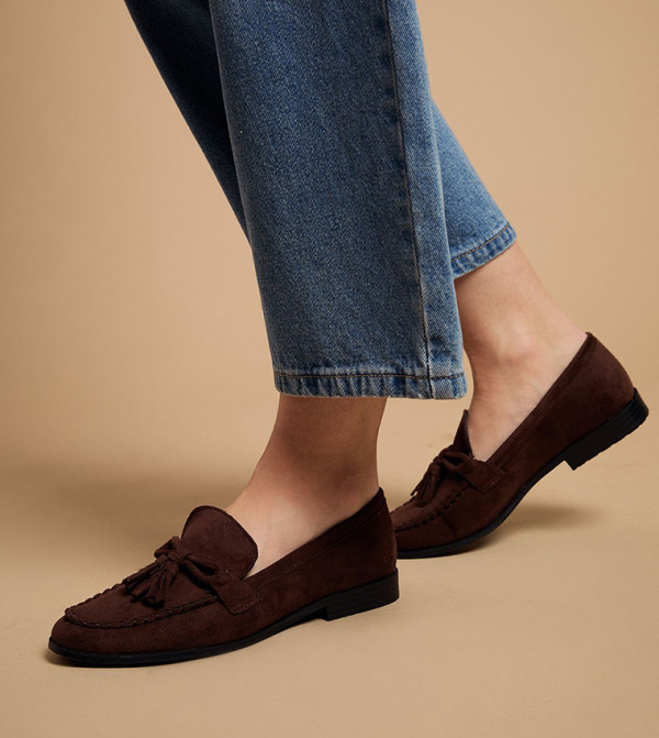 Toni Faux Suede Tasseled Loafers