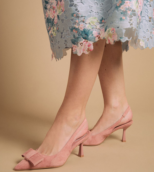 Kiki Faux Suede Bow Detail Slingback Pumps