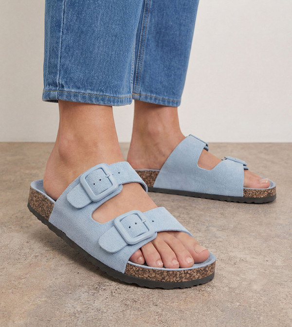 Maisie Faux Suede Buckle Detail Comfort Sandals