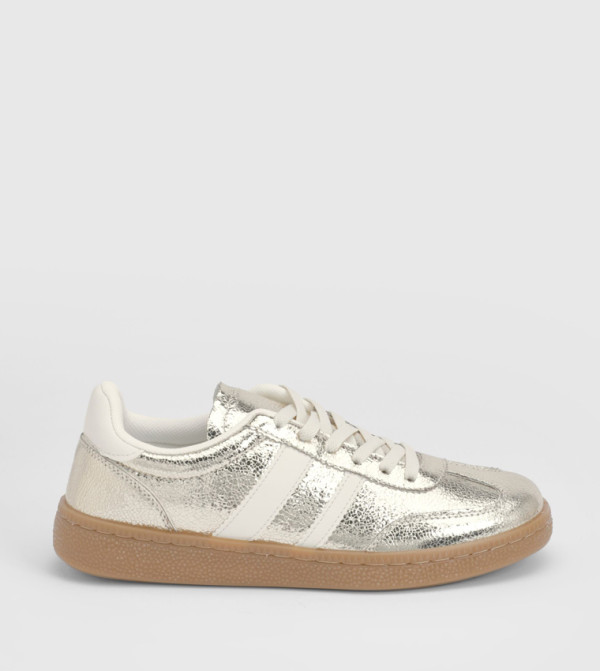 Erin Faux Metallic Leather Lace-Up Sneakers