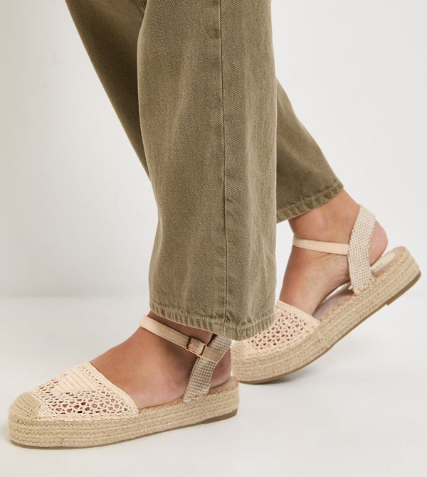Sidnie Crochet Detail Woven Espadrille Wedge Sandals