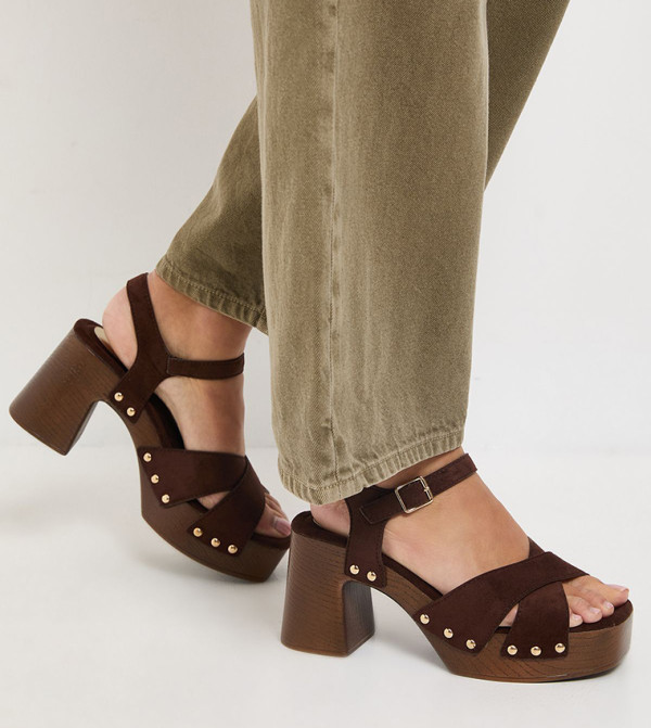 Maddy Faux Suede High Heel Chunky Sandals