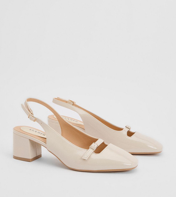 Sheela Faux Patent Leather Block Heel Slingback Mary Jane Pumps