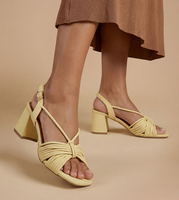 Heidi Faux Suede Strappy Flared Block Heel Sandals
