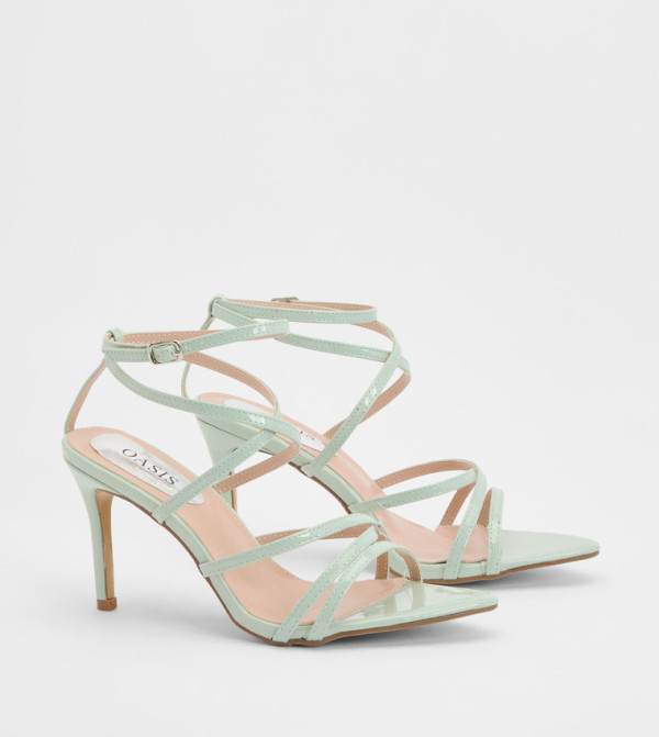 Helena Faux Patent Leather Strappy High Stiletto Heeled Sandals