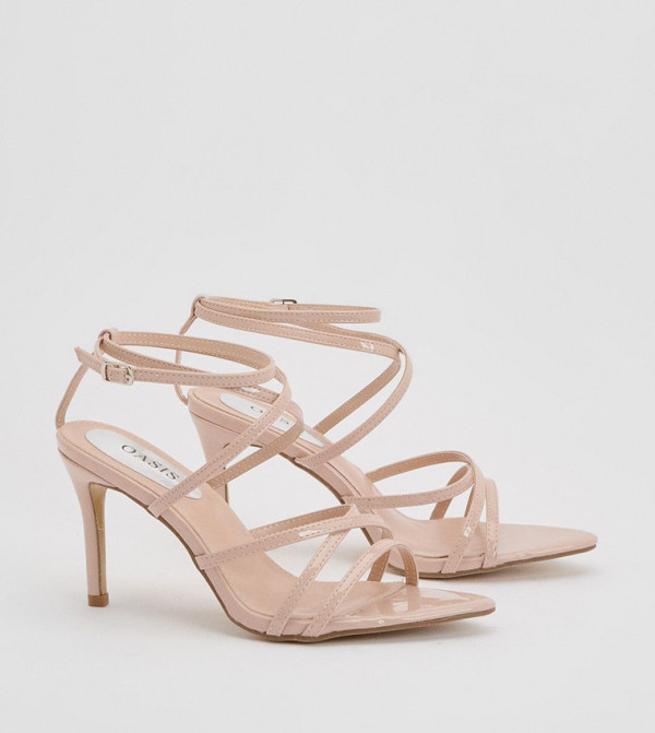 Helena Faux Patent Leather Strappy Stiletto Heel Sandals