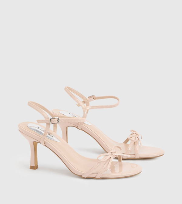 Scarlett Bow Trim Faux Leather Medium Heeled Sandals