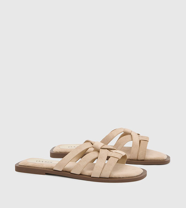 Michelle Faux Suede Caged Slip-On Flat Sandals