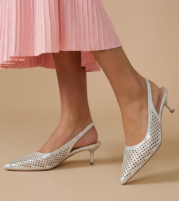 Diana Sequin Slingback Kitten Heel Pumps