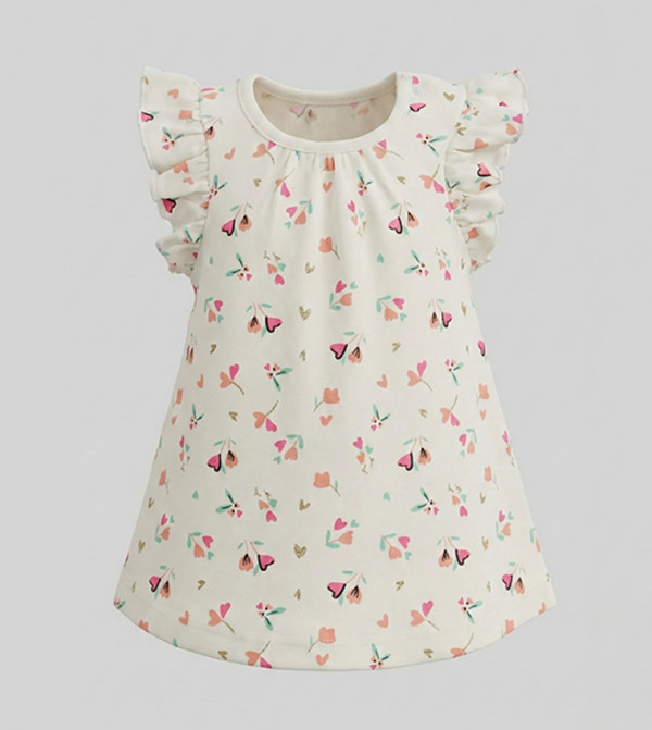 Floral Printed Crew Neck Sleeveless Dress