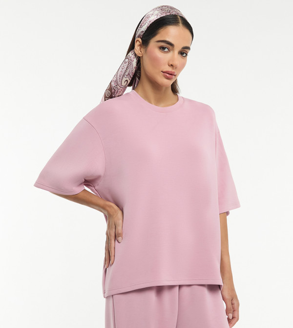 Solid Short Sleeves Oversized Modal Scuba T-Shirt