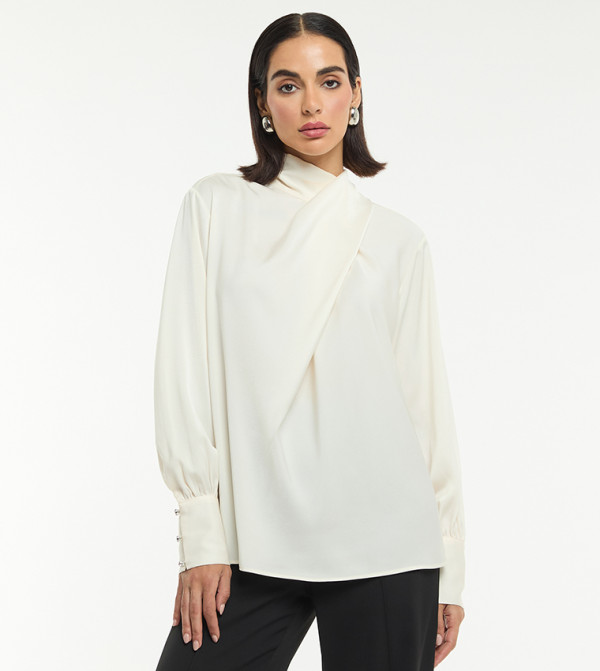 Solid Ruched Long Sleeves Top