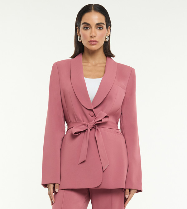 Solid Shawl Collar Crepe Blazer