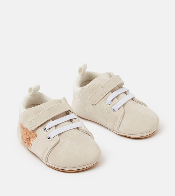 Bear Detail Velcro Strap Shoes