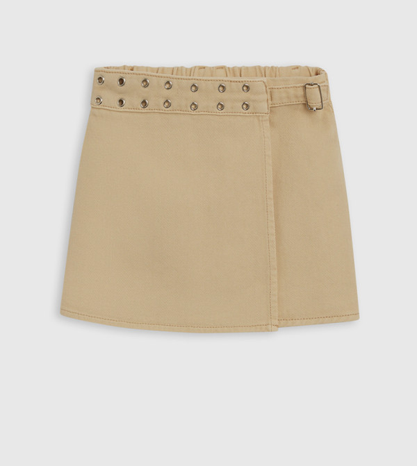 Eyelet Detail Wrap Skirt