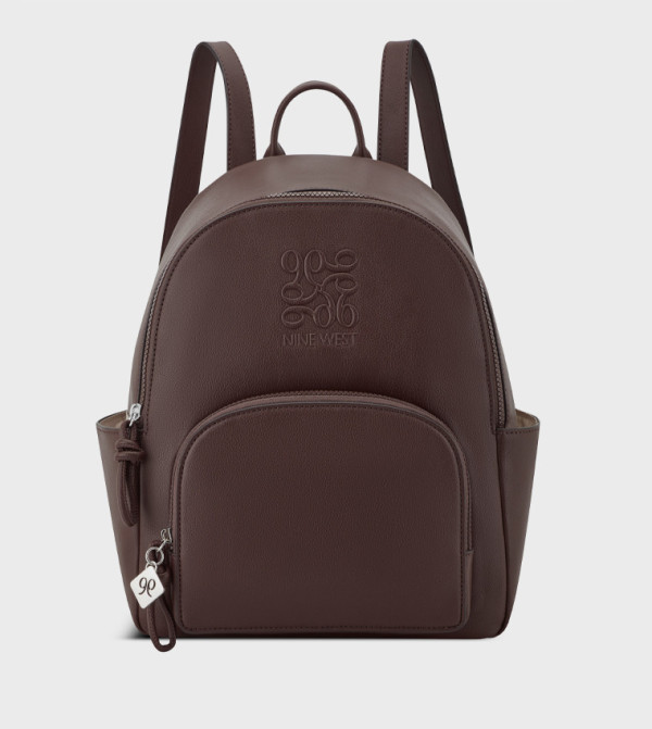 Logo Embossed Zippered Backpack