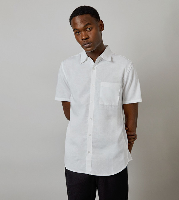 Linen Blend Short Sleeves Shirt