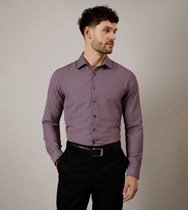 Textured Slim Fit Formal Shirt