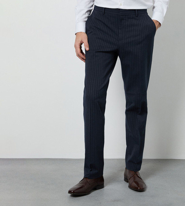 Striped Tailored Fit Formal Trousers