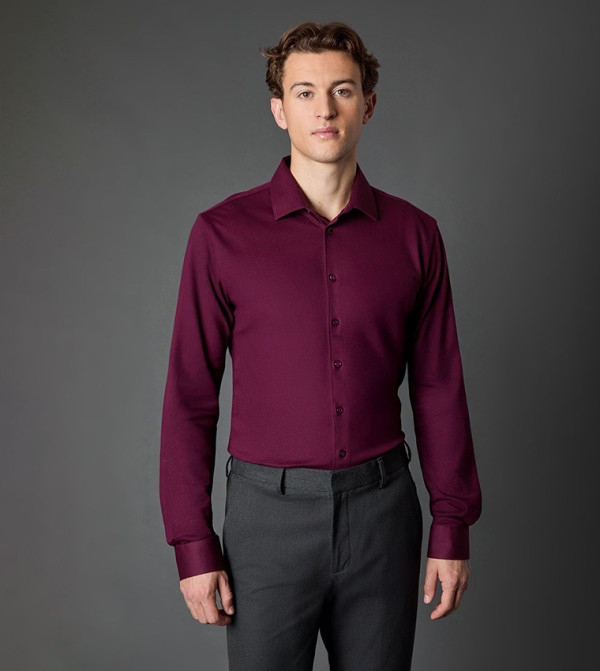 Pique Slim Fit Long Sleeves Formal Shirt