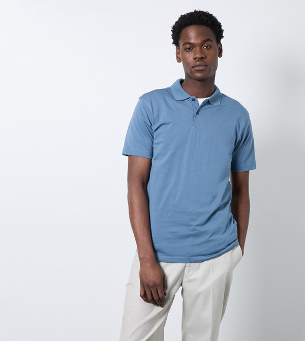 Textured Short Sleeves Polo T-Shirt