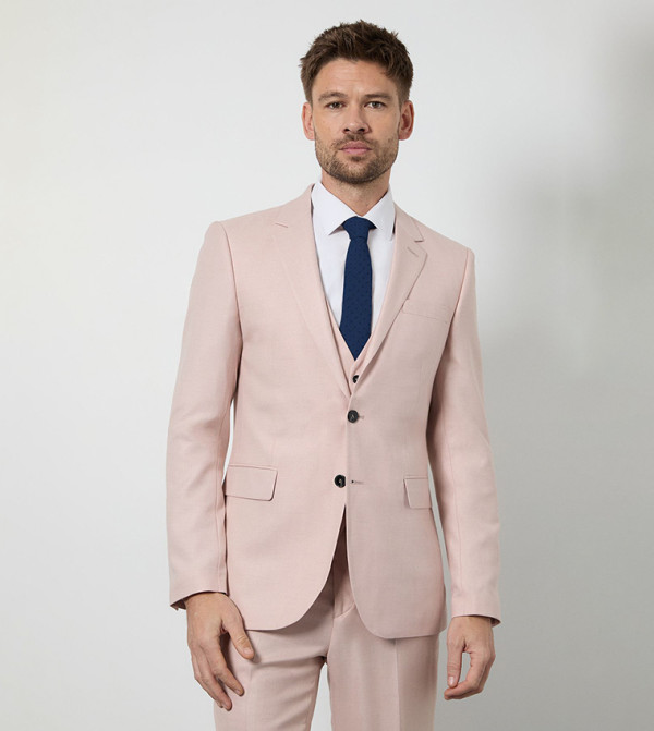 Solid Notch Collar Slim Fit Blazer