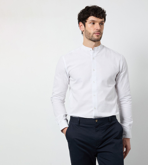 Grandad Long Sleeves Oxford Shirt