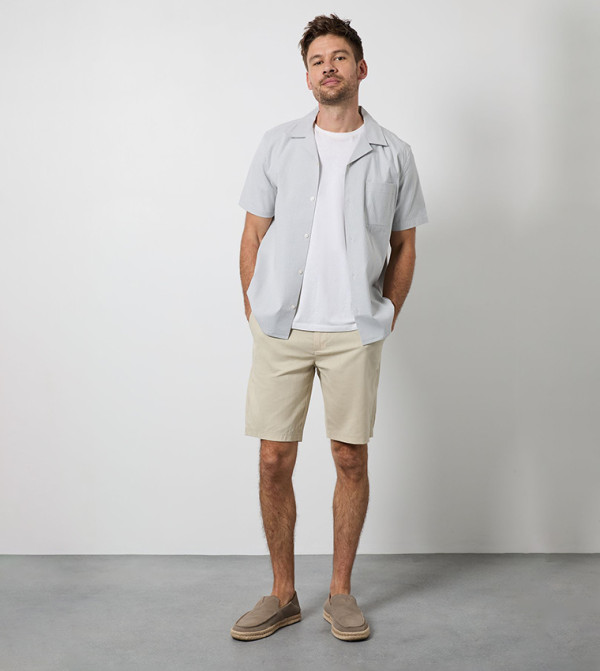 Solid Cotton Linen Shorts