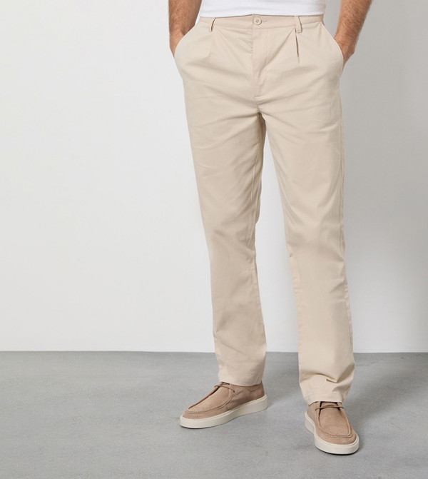 Pleated Front Straight Fit Chinos