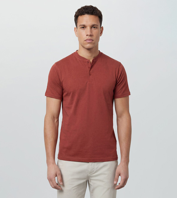 Burnt Grandad Neck T-Shirt