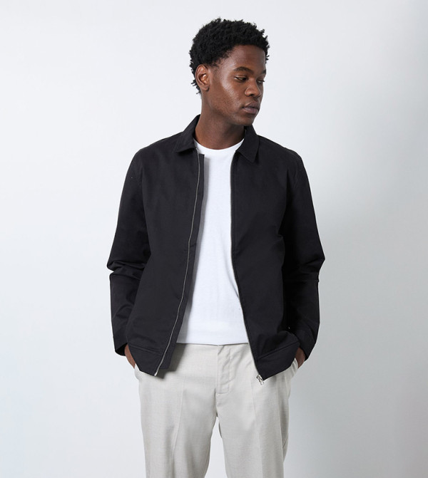 Solid Cotton Harrington Jacket